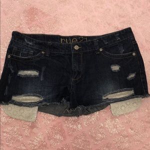 Rue 21 Denim Lace Pocket Shorts